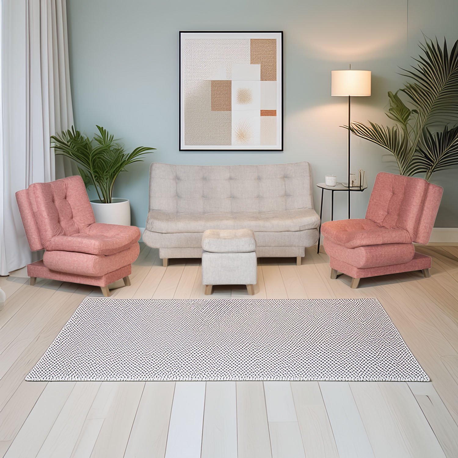 SALA GRECIA GRIS CON ROSA