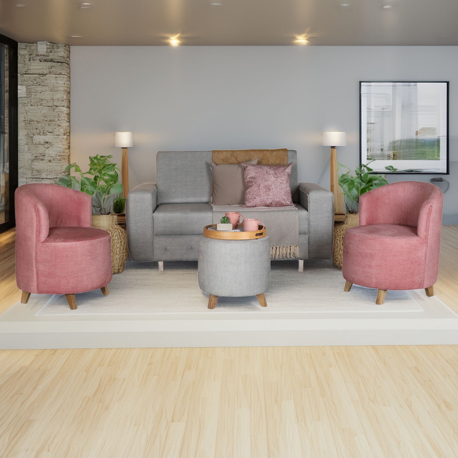 SALA ARHY GRIS Y ROSA